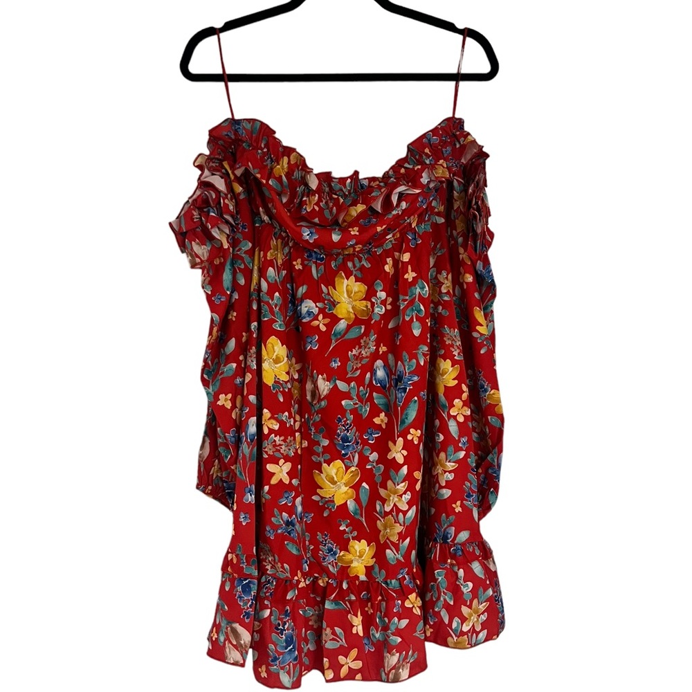 NWT Area Stars Red Sia Floral Print Dress Size Small - Picture 7 of 15